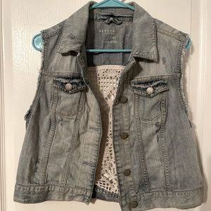 Denim Vest with Crochet Detail